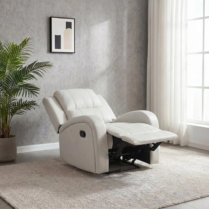 Crimson 1-Seater Fabric Recliner Sofa-Off-White-With 2-Year Warranty