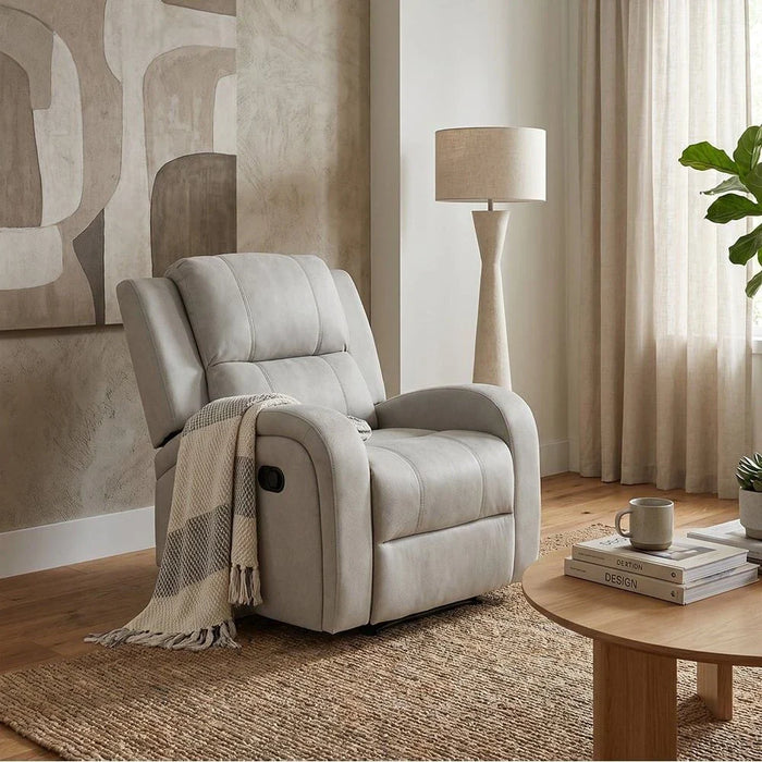 Crimson 1-Seater Fabric Recliner Sofa-Off-White-With 2-Year Warranty