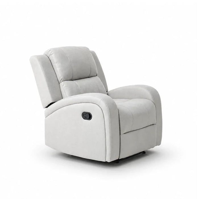 Crimson 1-Seater Fabric Recliner Sofa-Off-White-With 2-Year Warranty