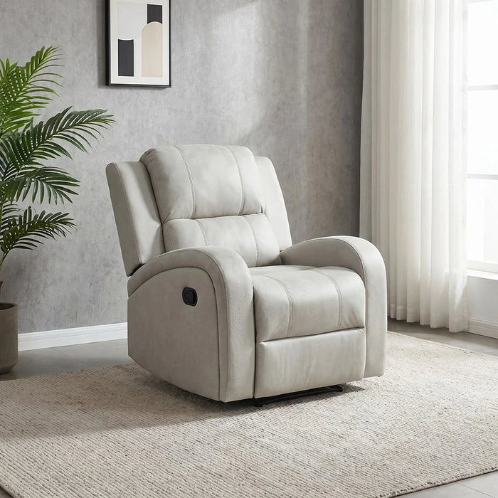 Crimson 1-Seater Fabric Recliner Sofa-Off-White-With 2-Year Warranty