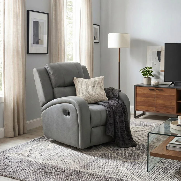 Crimson 1-Seater Fabric Recliner Sofa-Grey-With 2-Year Warranty