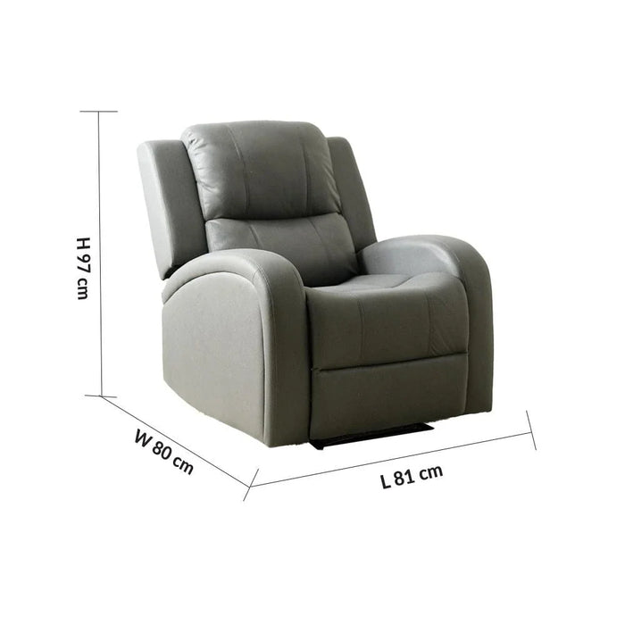 Crimson 1-Seater Fabric Recliner Sofa-Grey-With 2-Year Warranty