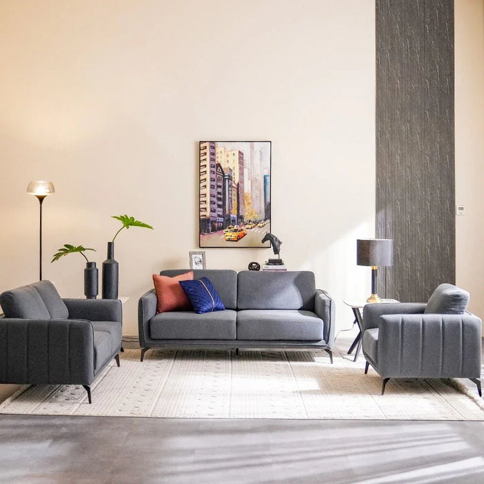Stellar 6-Seater Fabric Sofa Set-Grey-With 2-Year Warranty