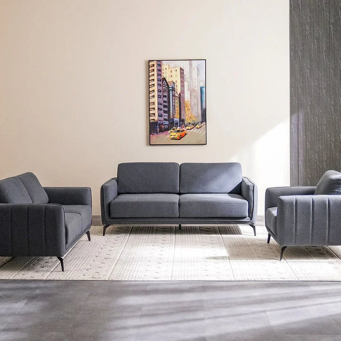 Stellar 6-Seater Fabric Sofa Set-Grey-With 2-Year Warranty