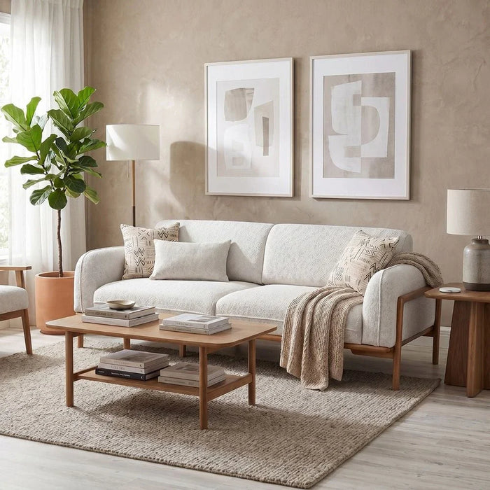 Oslo 3-Seater Fabric Sofa-Beige-With 2-Year Warranty