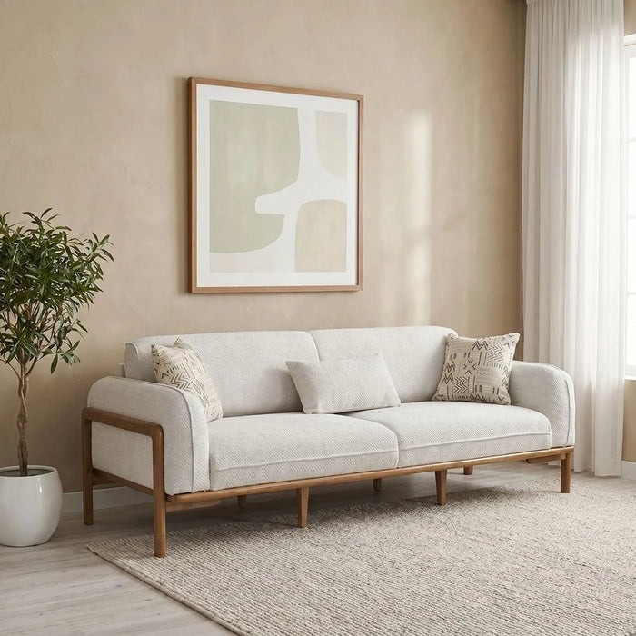 Oslo 3-Seater Fabric Sofa-Beige-With 2-Year Warranty