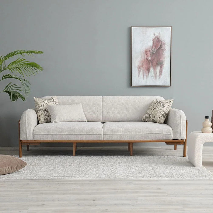 Oslo 3-Seater Fabric Sofa-Beige-With 2-Year Warranty