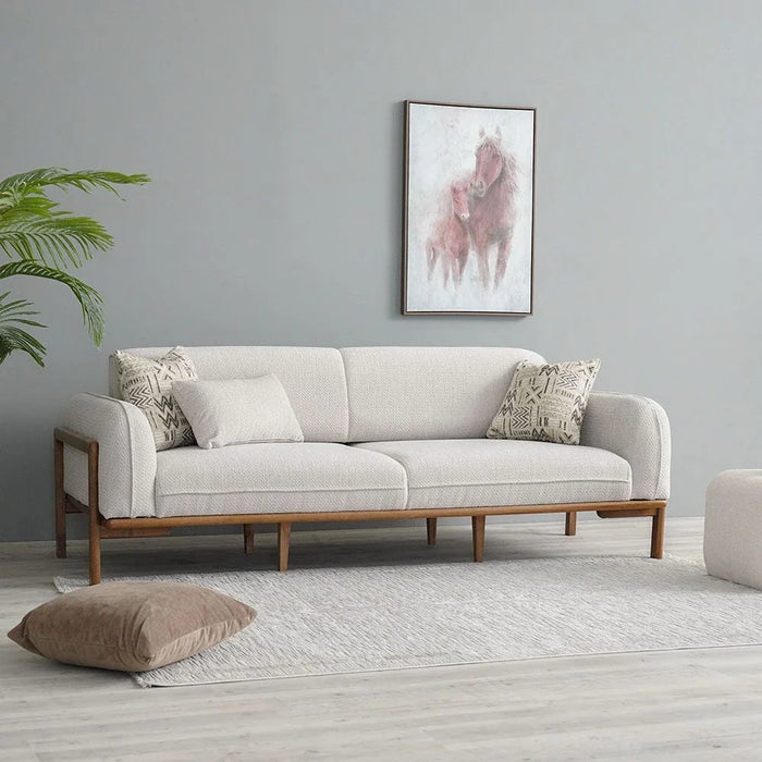 Oslo 3-Seater Fabric Sofa-Beige-With 2-Year Warranty