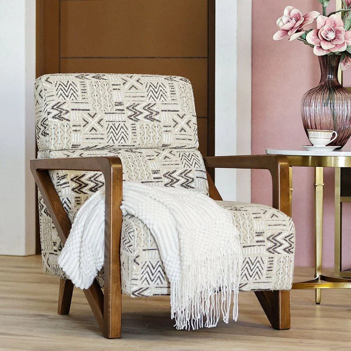 Oslo 1-Seater Fabric Sofa-Beige/Pattern-With 2-Year Warranty