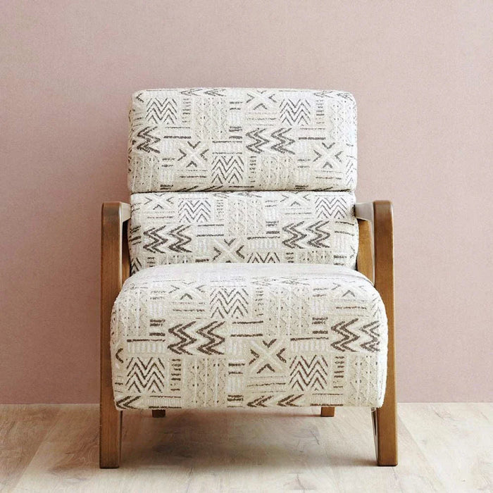 Oslo 1-Seater Fabric Sofa-Beige/Pattern-With 2-Year Warranty