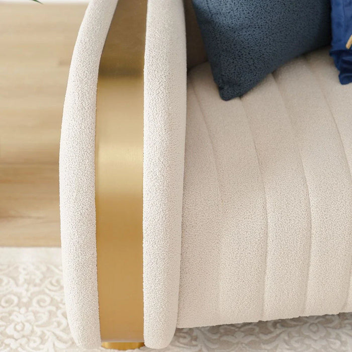 Natsuda 2-Seater Fabric Sofa-Beige/Gold-With 2-Year Warranty