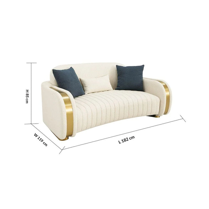 Natsuda 2-Seater Fabric Sofa-Beige/Gold-With 2-Year Warranty