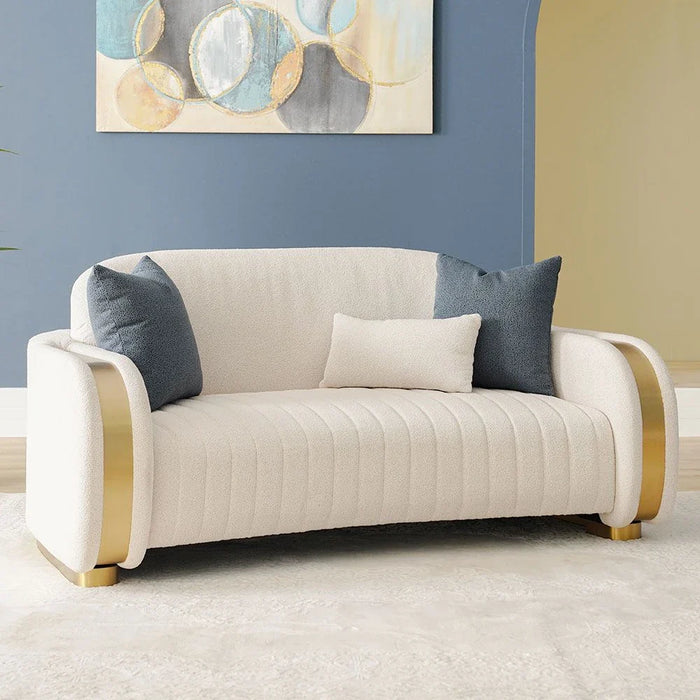 Natsuda 2-Seater Fabric Sofa-Beige/Gold-With 2-Year Warranty