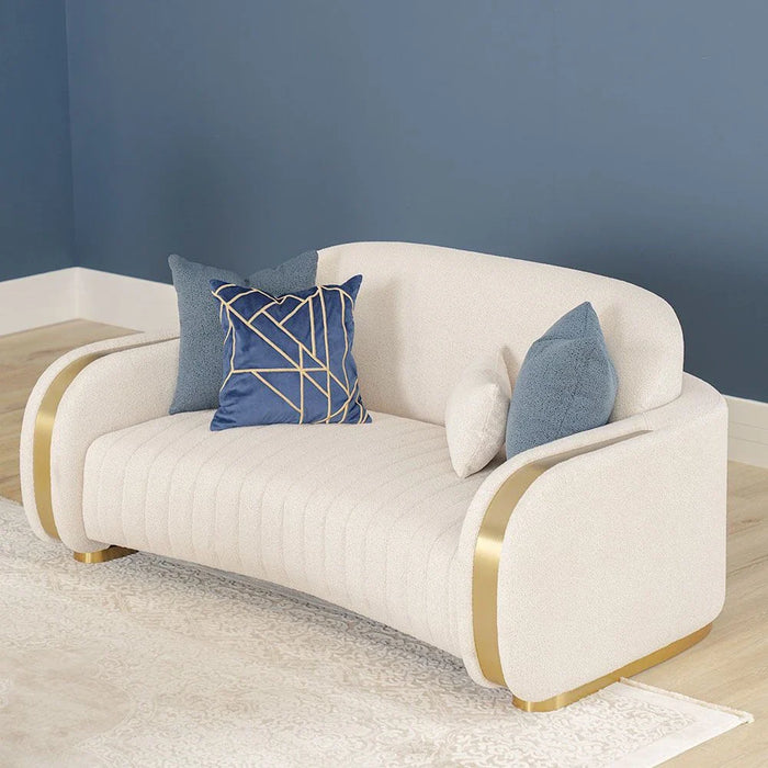 Natsuda 2-Seater Fabric Sofa-Beige/Gold-With 2-Year Warranty