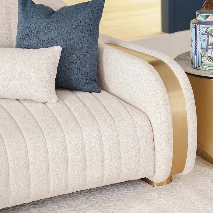 Natsuda 2-Seater Fabric Sofa-Beige/Gold-With 2-Year Warranty
