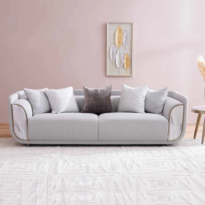 Trident 3-Seater Fabric Sofa-Grey/Champagne-With 2-Year Warranty