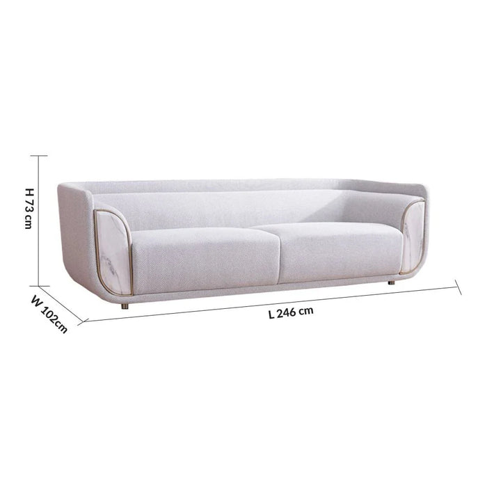 Trident 3-Seater Fabric Sofa-Grey/Champagne-With 2-Year Warranty