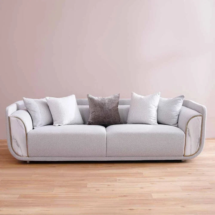 Trident 3-Seater Fabric Sofa-Grey/Champagne-With 2-Year Warranty
