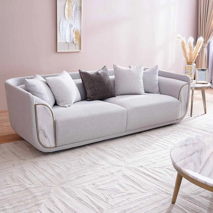 Trident 3-Seater Fabric Sofa-Grey/Champagne-With 2-Year Warranty