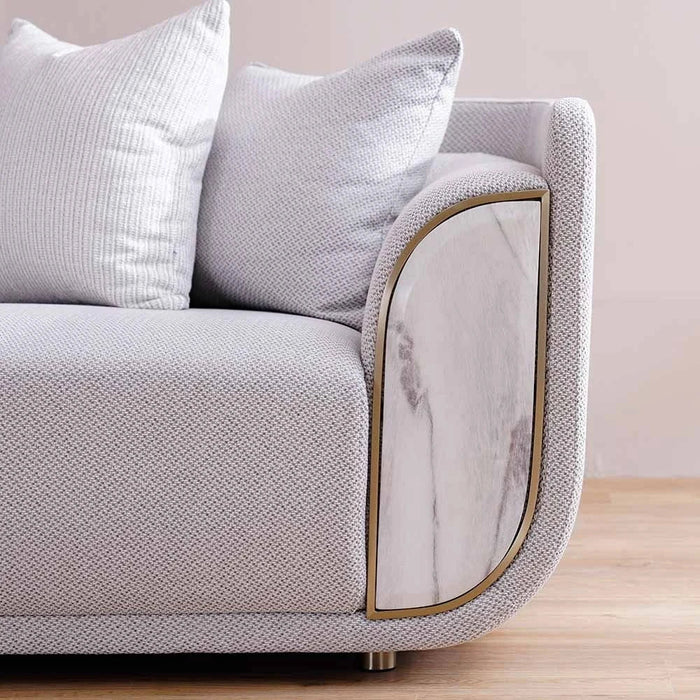 Trident 3-Seater Fabric Sofa-Grey/Champagne-With 2-Year Warranty