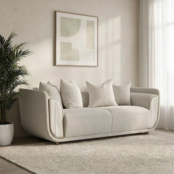 Trident 2 Seater Fabric Sofa-Grey/Champagne-With 2-Year Warranty