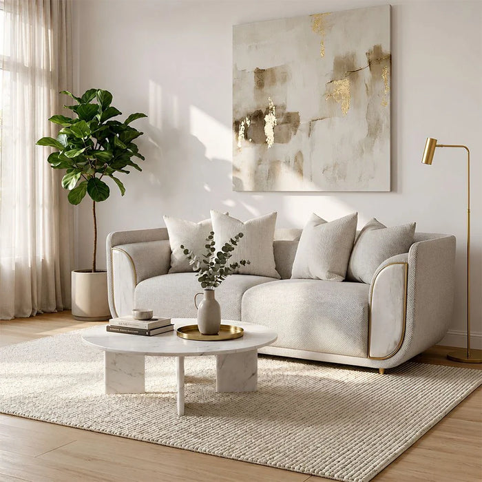 Trident 2 Seater Fabric Sofa-Grey/Champagne-With 2-Year Warranty