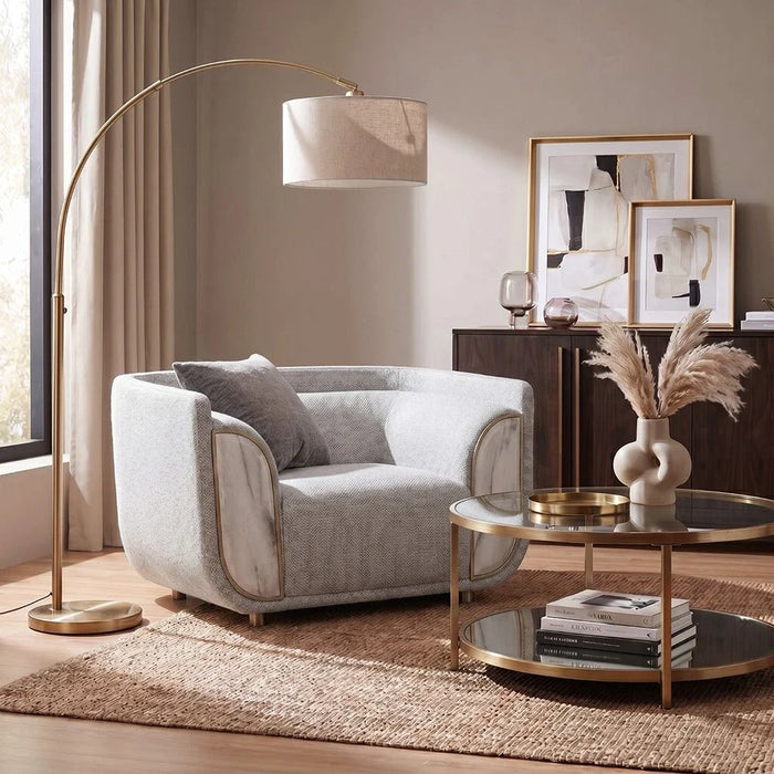 Trident 1-Seater Fabric Sofa-Grey/Champagne-With 2-Year Warranty