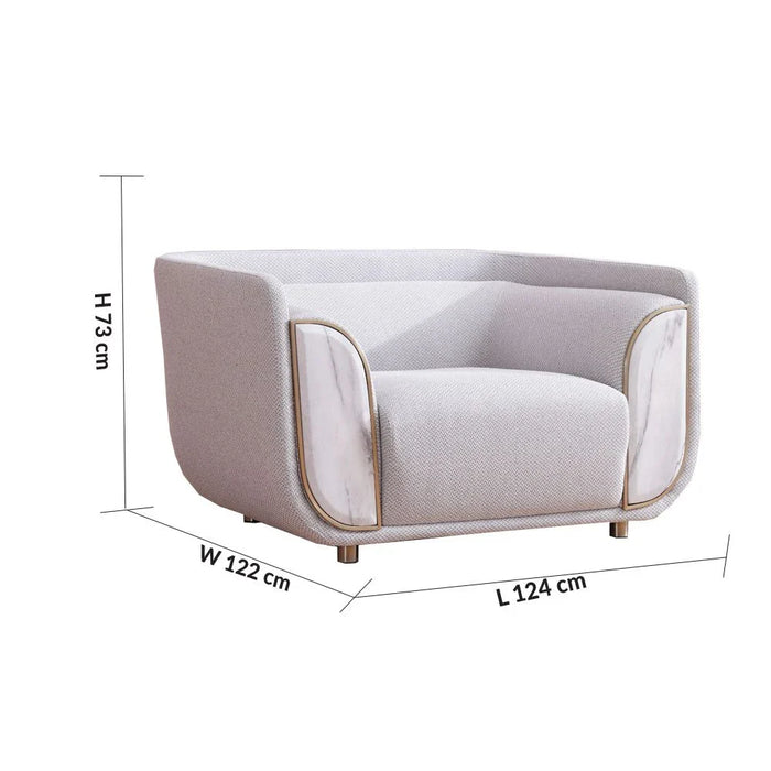 Trident 1-Seater Fabric Sofa-Grey/Champagne-With 2-Year Warranty