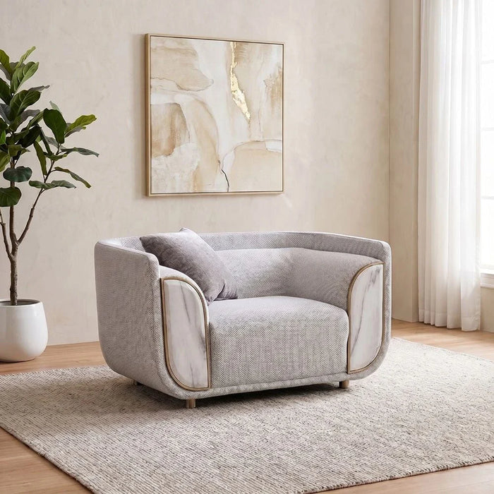 Trident 1-Seater Fabric Sofa-Grey/Champagne-With 2-Year Warranty