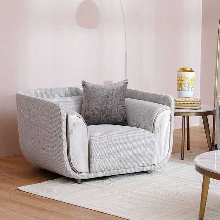 Trident 1-Seater Fabric Sofa-Grey/Champagne-With 2-Year Warranty