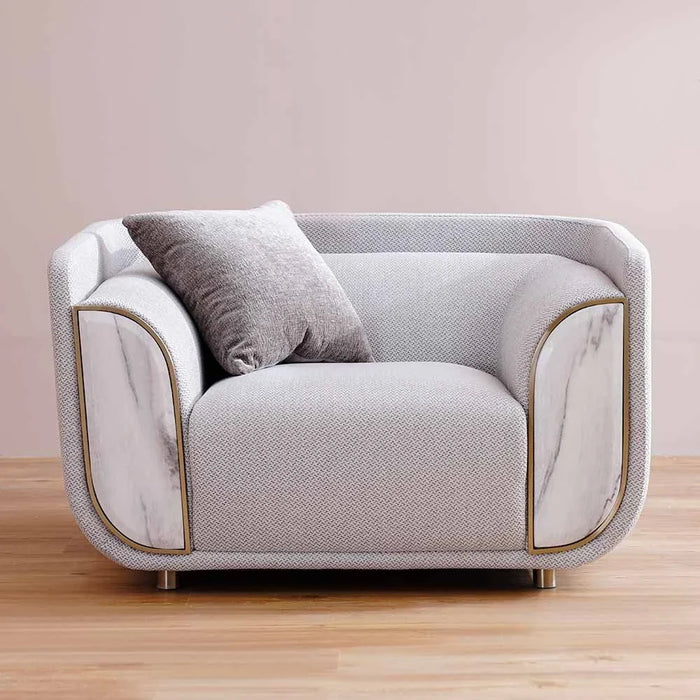 Trident 1-Seater Fabric Sofa-Grey/Champagne-With 2-Year Warranty