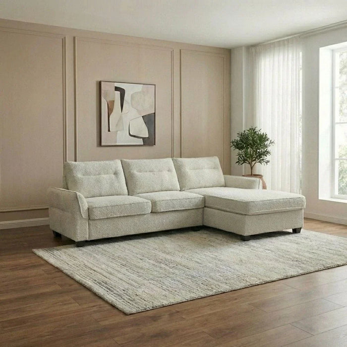 Aspin 3-Seater Reversible Corner Fabric Sofa-Light Grey-With 2-Year Warranty