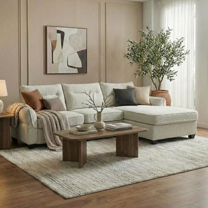 Aspin 3-Seater Reversible Corner Fabric Sofa-Light Grey-With 2-Year Warranty