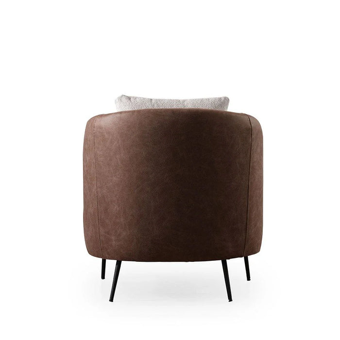 Palace 1-Seater Fabric Sofa-Ivory/Brown-With 2-Year Warranty