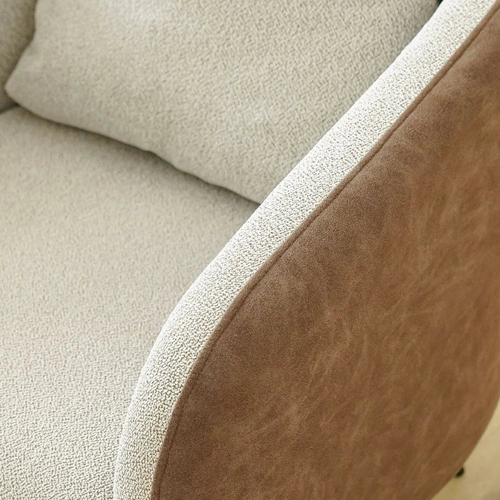 Palace 1-Seater Fabric Sofa-Ivory/Brown-With 2-Year Warranty