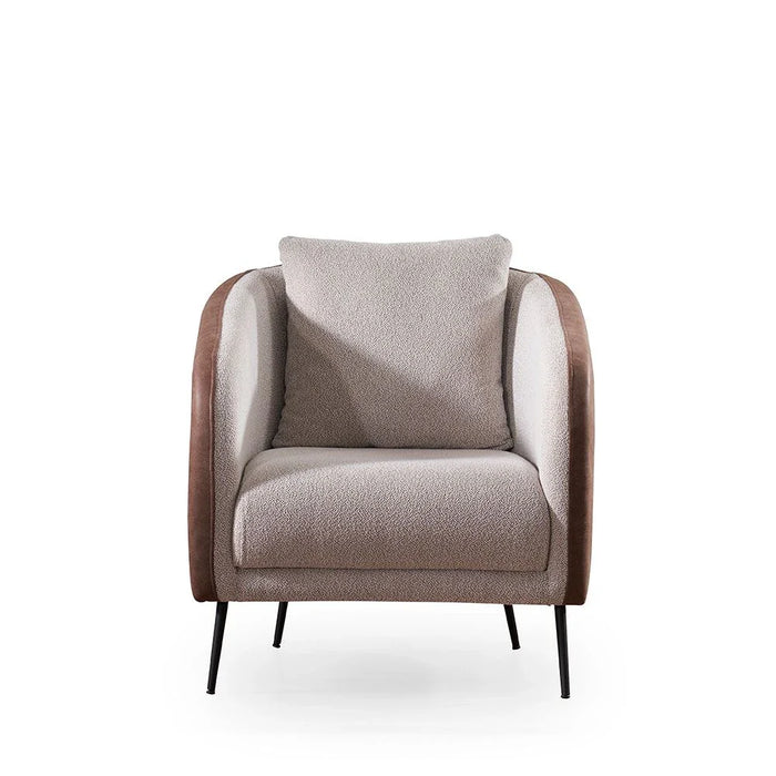 Palace 1-Seater Fabric Sofa-Ivory/Brown-With 2-Year Warranty