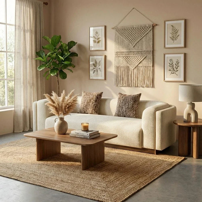 Lizeth Fabric 3 Seater Sofa-Beige
