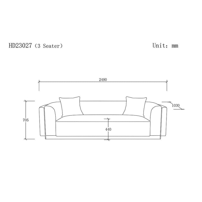 Lizeth Fabric 3 Seater Sofa-Beige