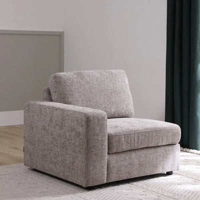 Odum 1-Seater Fabric Sofa with Left Arm-Brown-With 2-Year Warranty