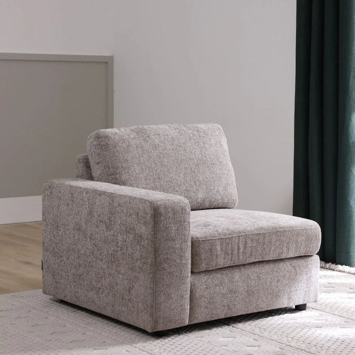 Odum 1-Seater Fabric Sofa with Left Arm-Brown-With 2-Year Warranty