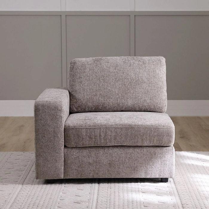 Odum 1-Seater Fabric Sofa with Left Arm-Brown-With 2-Year Warranty