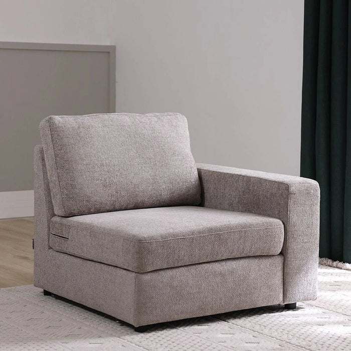 Odum 1-Seater Fabric Sofa with Right Arm - Brown - With 2-Year Warranty