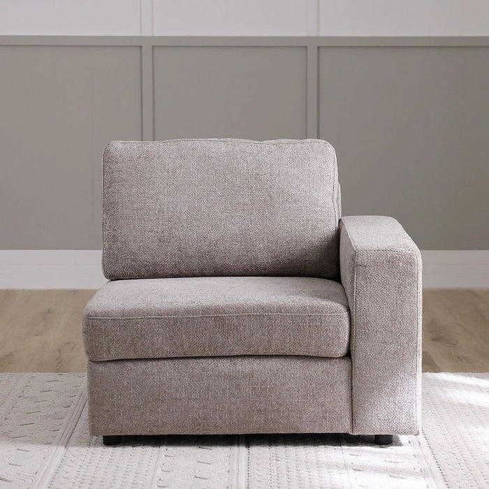 Odum 1-Seater Fabric Sofa with Right Arm - Brown - With 2-Year Warranty