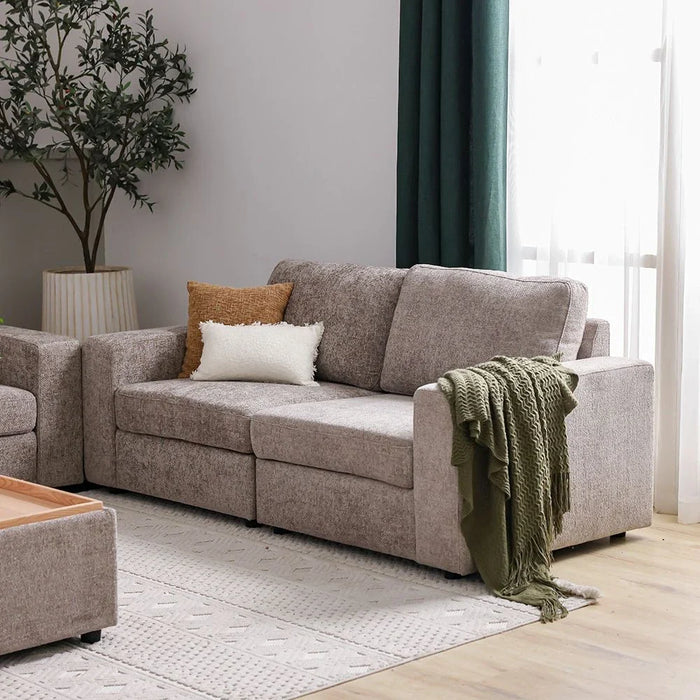 Odum 1-Seater Fabric Sofa with Right Arm - Brown - With 2-Year Warranty