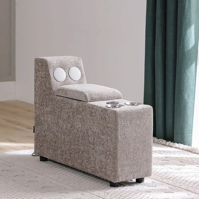 Odum Fabric Console with Storage + Speaker + 2 Cup Holders + Charger-Brown-With 2-Year Warranty