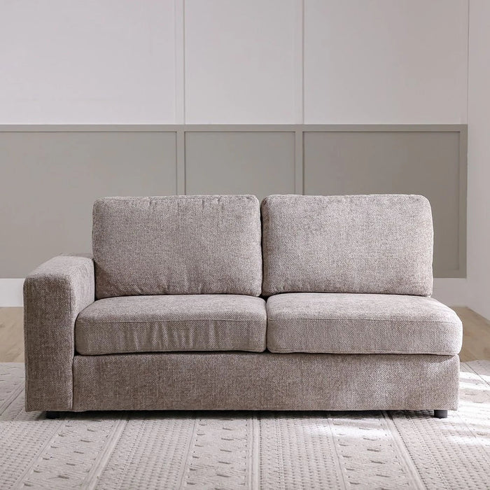 Odum 2-Seater Fabric Sofa with Left Arm-Brown-With 2-Year Warranty