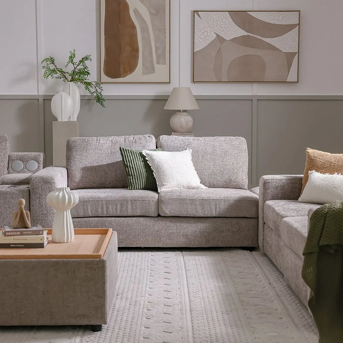 Odum 2-Seater Fabric Sofa with Left Arm-Brown-With 2-Year Warranty