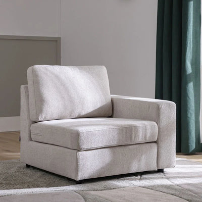 Odum 1-Seater Fabric Sofa with Right Arm-Grey/White-With 2-Year Warranty