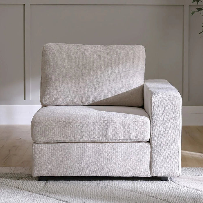 Odum 1-Seater Fabric Sofa with Right Arm-Grey/White-With 2-Year Warranty