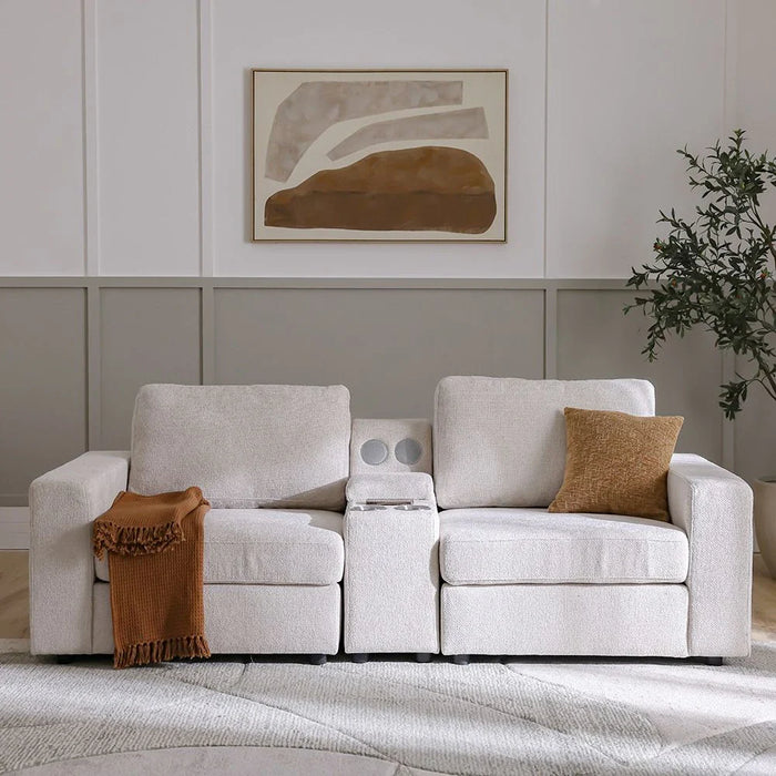 Odum 1-Seater Fabric Sofa with Right Arm-Grey/White-With 2-Year Warranty